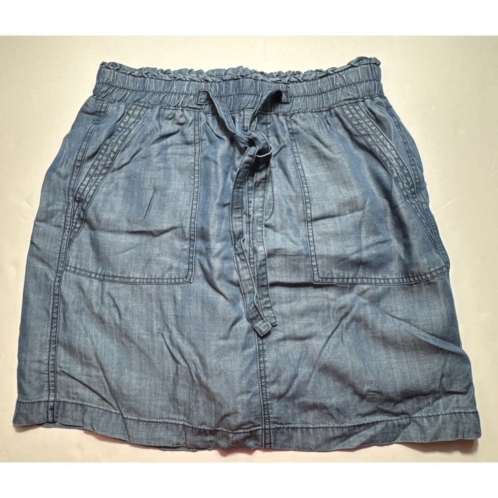 Dakota Blue Womens Small Blue Lyocell Paperbag Waist Chambray Mini‎ Skirt WE360